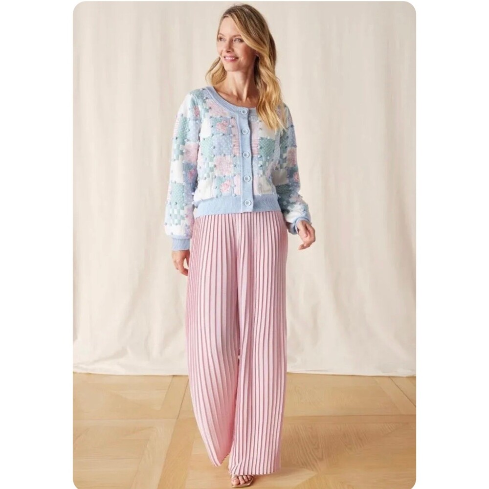 Matilda Jane Heart to‎ Heart Curtain Call Pink Pleated Wide Leg Pants Size S NEW
